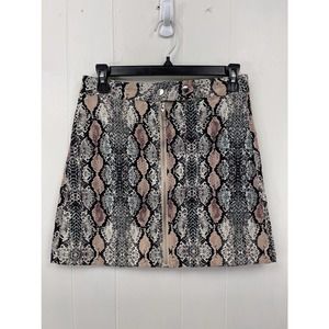 Altar'd State Snakeskin Mini Skirt - Black, Cream, Pink